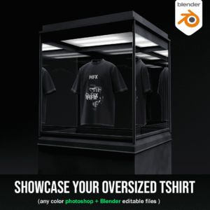 Oversized T-shirt Mockup in box showcase fully customisable + PSD file